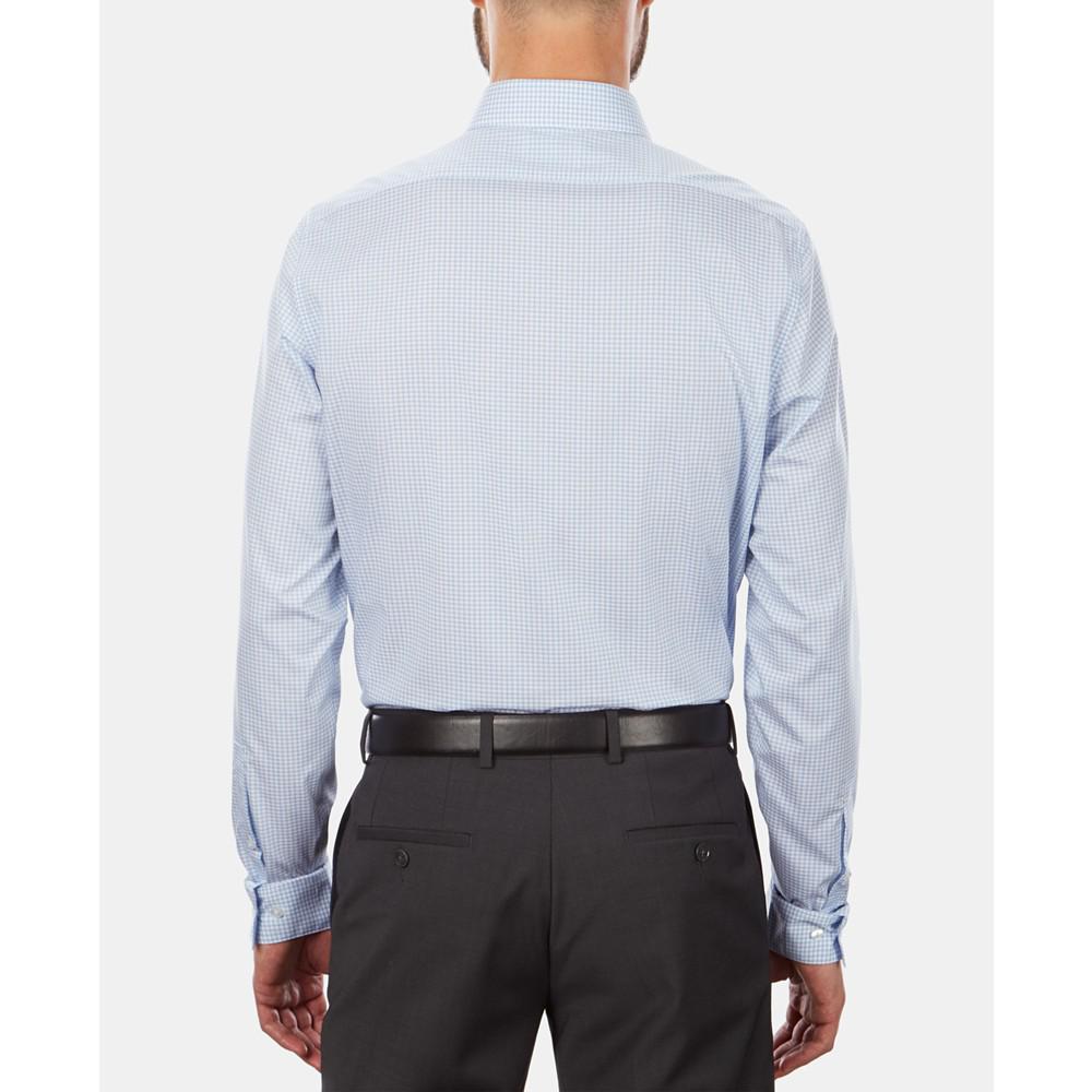 Calvin Klein Men's STEEL Slim-Fit Non-Iron Performance Stretch Blue Check Dress Shirt商品第3张图片规格展示