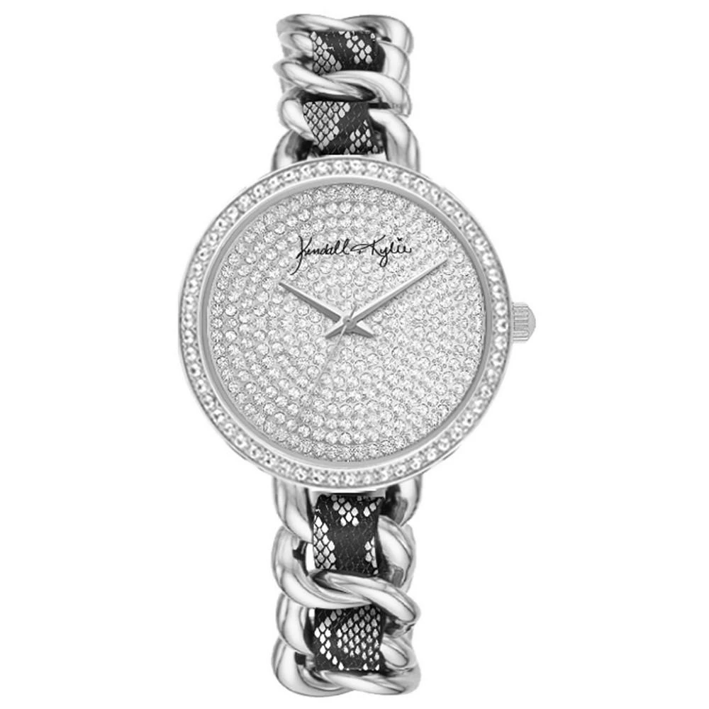 商品KENDALL & KYLIE|Women's Braided Snakeskin Stainless Steel Strap Analog Watch,价格¥113,第1张图片