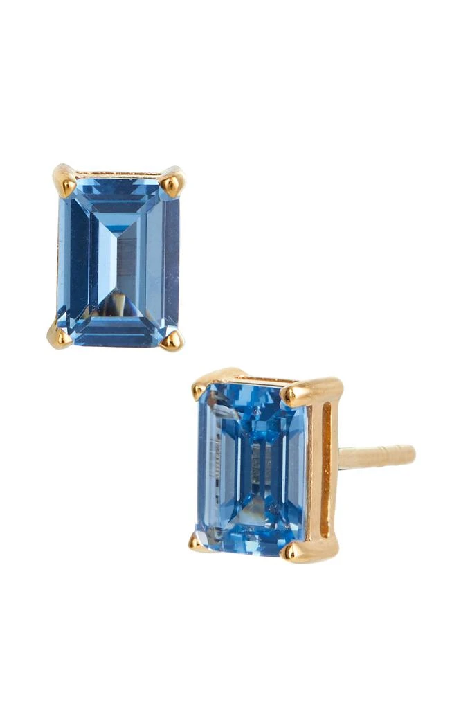 商品Savvy Cie Jewels|VERMEIL DECEMBER BLUE TOPAZ EMERALD CUT CZ BIRTHSTONE STUD IN BOX,价格¥151,第1张图片