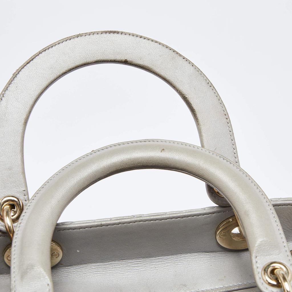 Dior Grey Cannage Leather Medium Lady Dior Tote商品第9张图片规格展示