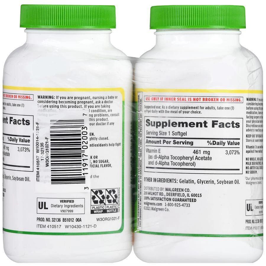 商品Walgreens|Vitamin E 461 mg Softgels,价格¥282,第3张图片详细描述