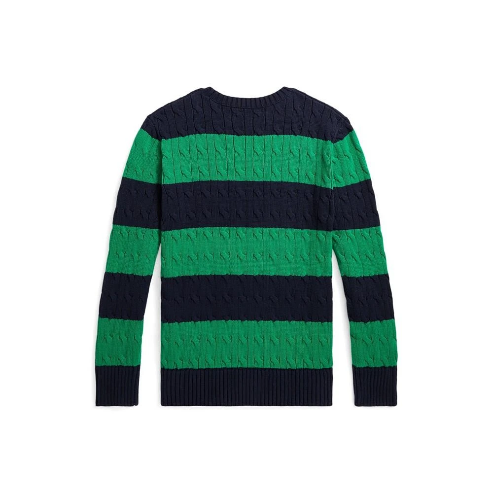 商品Ralph Lauren|Big Boys Striped Cable-Knit Cotton Sweater,价格¥211,第2张图片详细描述