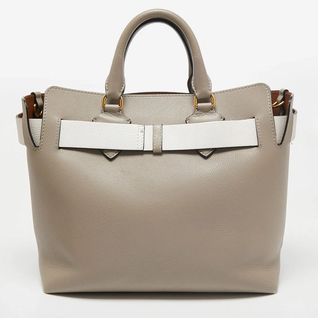 商品[二手商品] Burberry|Burberry Grey/White Grained Leather Medium Belt Tote,价格¥4598,第4张图片详细描述