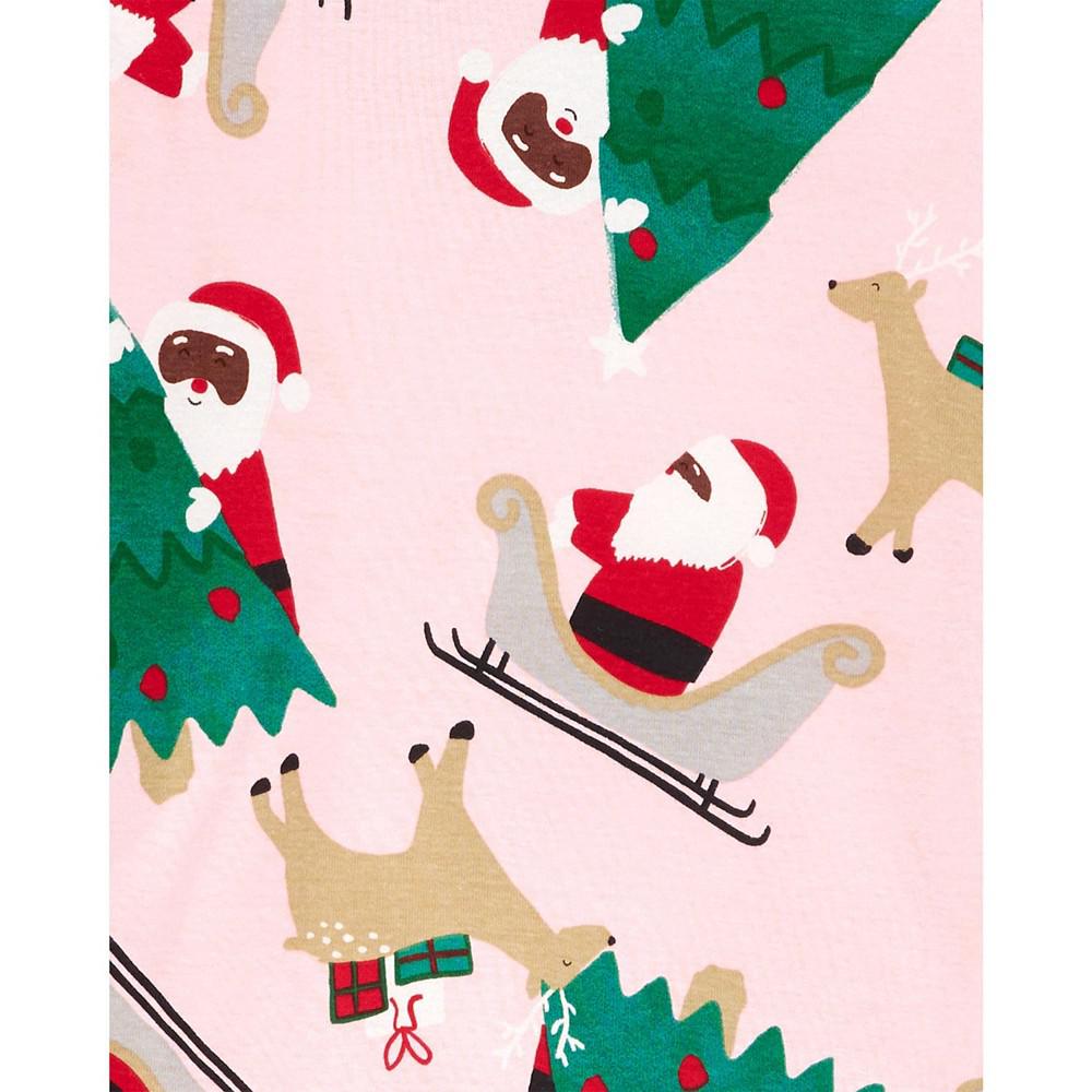 Little Girls Pink Santa Snug Fit Pajama, 2 Piece Set商品第3张图片规格展示