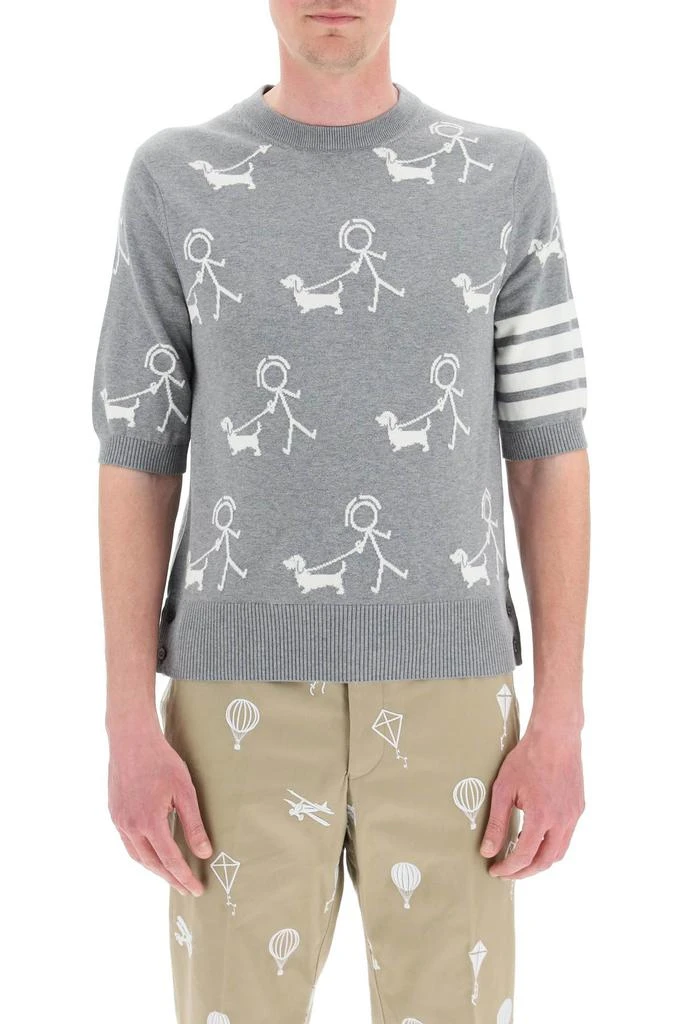商品Thom Browne|Thom browne short-sleeved pullover with intarsia,价格¥4778,第2张图片详细描述