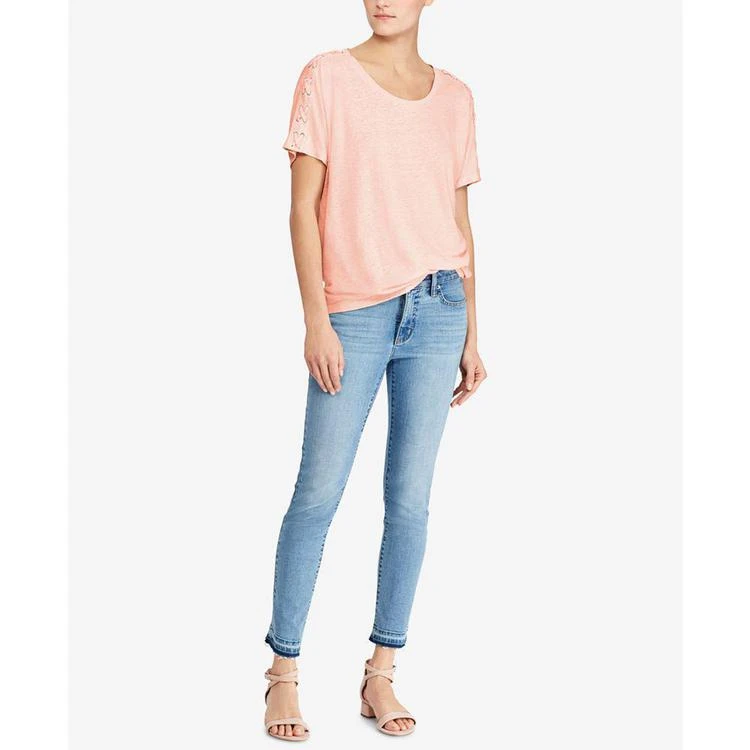 商品Ralph Lauren|Petite Lace-Shoulder T-Shirt,价格¥357,第3张图片详细描述