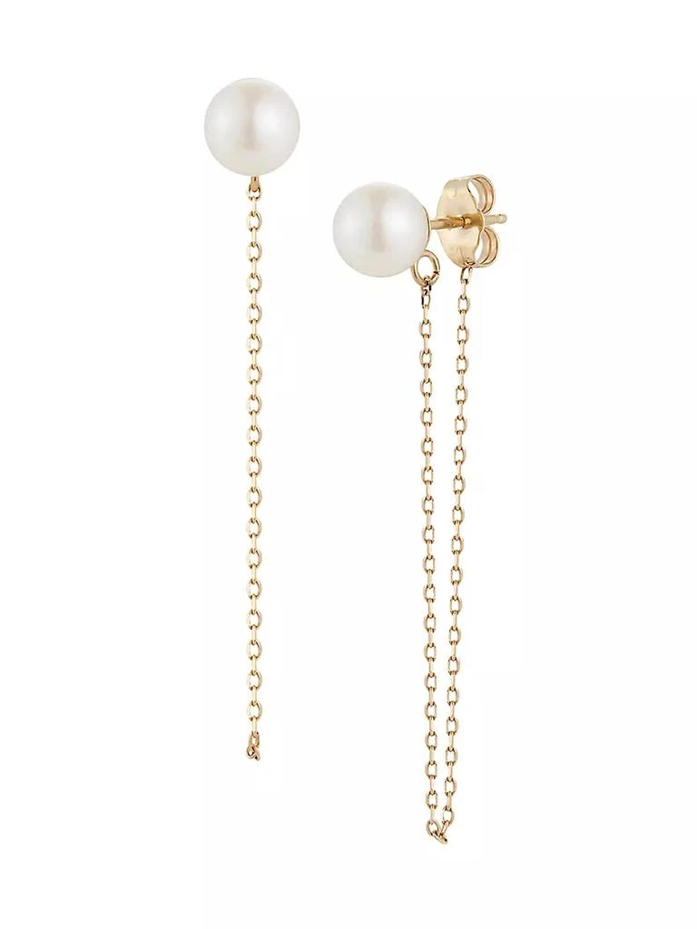 商品MATEO|14K Yellow Gold & 6MM Cultured Freshwater Pearl Chain Drop Earrings,价格¥2613,第1张图片
