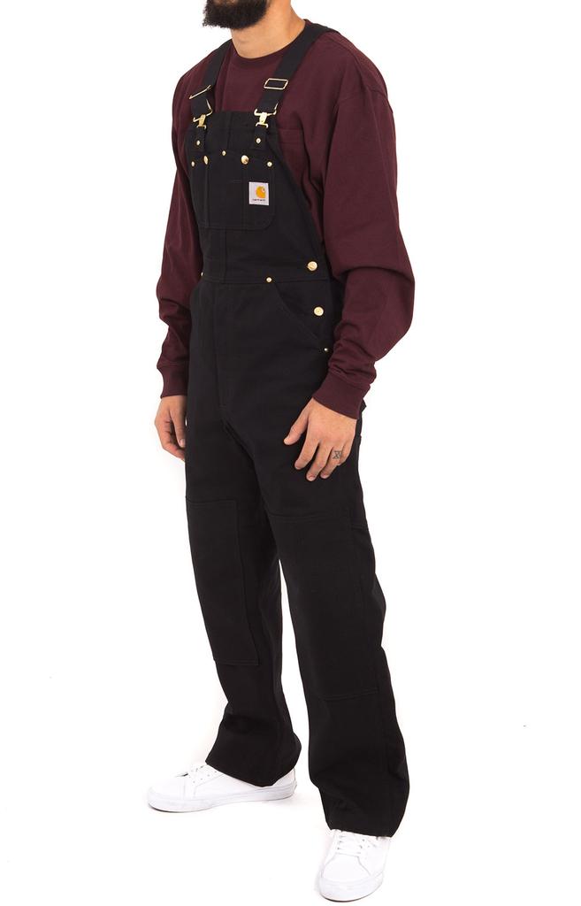 (102776) Relaxed Fit Duck Bib Overalls - Black商品第2张图片规格展示