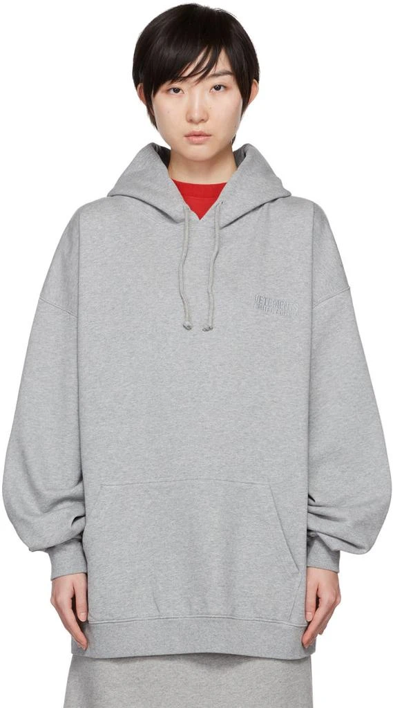 商品Vetements|Gray Embroidered Hoodie,价格¥3541,第1张图片