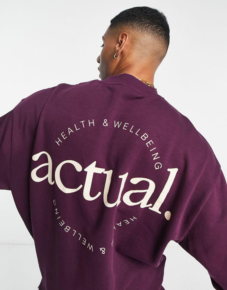 ASOS Actual oversized sweatshirt with back logo prints berry purple商品第3张图片规格展示