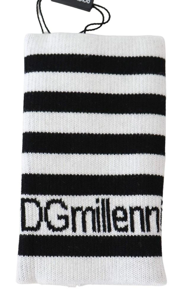 商品Dolce & Gabbana|Dolce & Gabbana Black White Wool DGMillennials Wristband Wrap,价格¥653,第2张图片详细描述