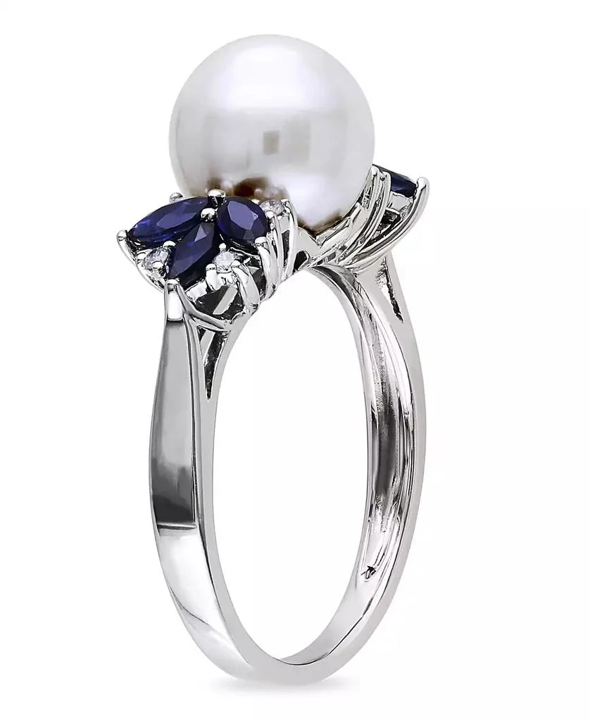 商品Macy's|Freshwater Cultured Pearl (9-9.5mm), Sapphire (5/8 ct. t.w.) and Diamond Accent Ring in 10k White Gold,价格¥4335,第3张图片详细描述