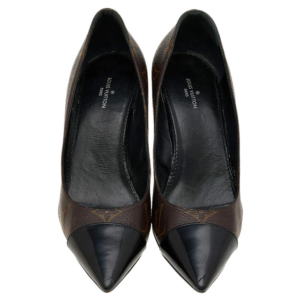 商品[二手商品] Louis Vuitton|Louis Vuitton Brown/Black Monogram Canvas and Patent Leather Cap Toe Fetish Pumps Size 36,价格¥2122,第3张图片详细描述