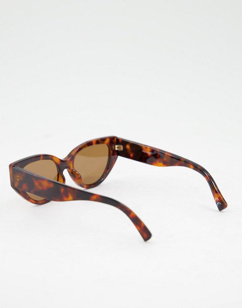 ASOS DESIGN frame cat eye sunglasses with bevel detail in brown tort - BROWN商品第3张图片规格展示