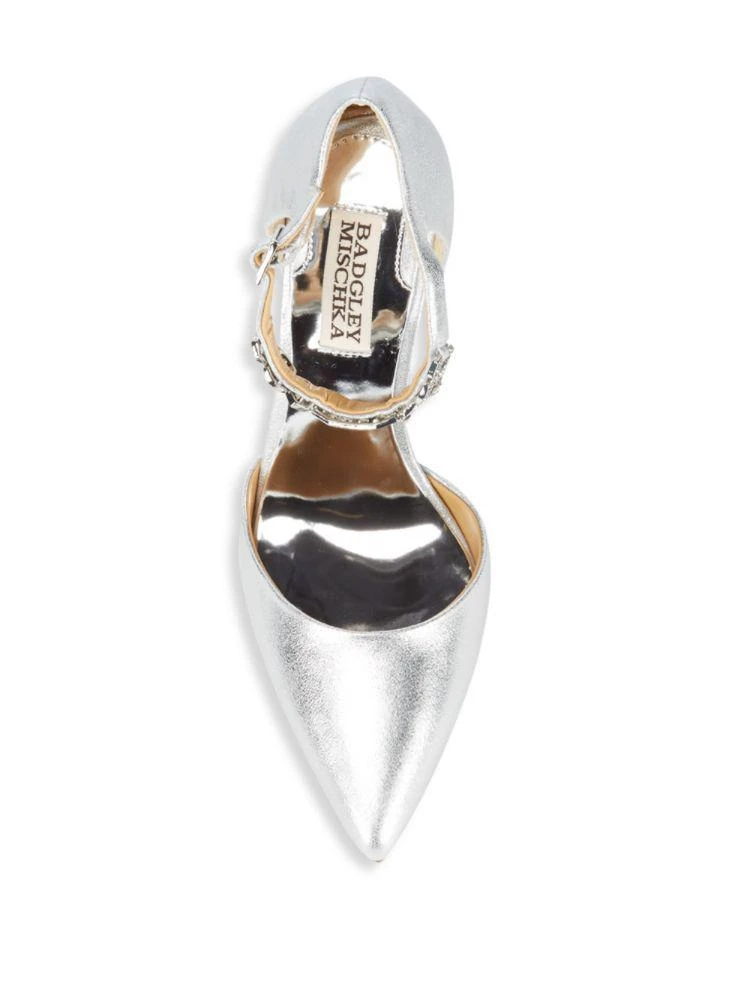 商品Badgley Mischka|Pia II Metallic Leather Evening Pumps,价格¥1854,第4张图片详细描述
