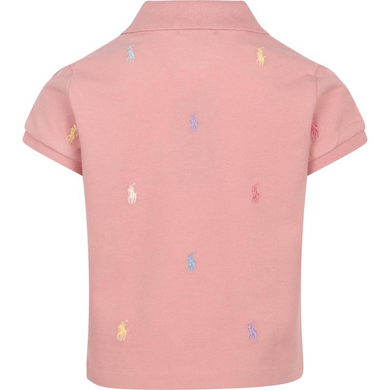 Colorful logo embroidery polo shirt in pink商品第2张图片规格展示