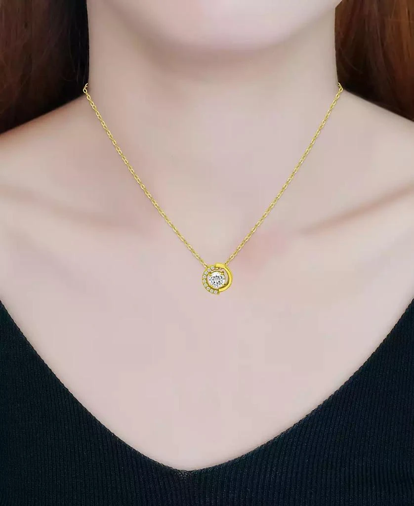 商品Giani Bernini|Cubic Zirconia Asymmetric Halo Pendant Necklace in 18k Gold-Plated Sterling Silver, 16" + 2" extender, Created for Macy's,价格¥612,第2张图片详细描述