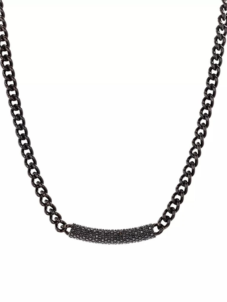 商品Sheryl Lowe|Black-Rhodium-Plated & 2.1 TCW Diamond Bar Pendant Necklace,价格¥15666,第1张图片