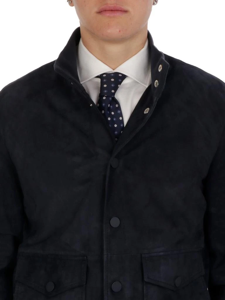 商品THE JACK LEATHERS|The Jack Leathers Men&#39;s  Blue Cotton Outerwear Jacket,价格¥3623,第5张图片详细描述