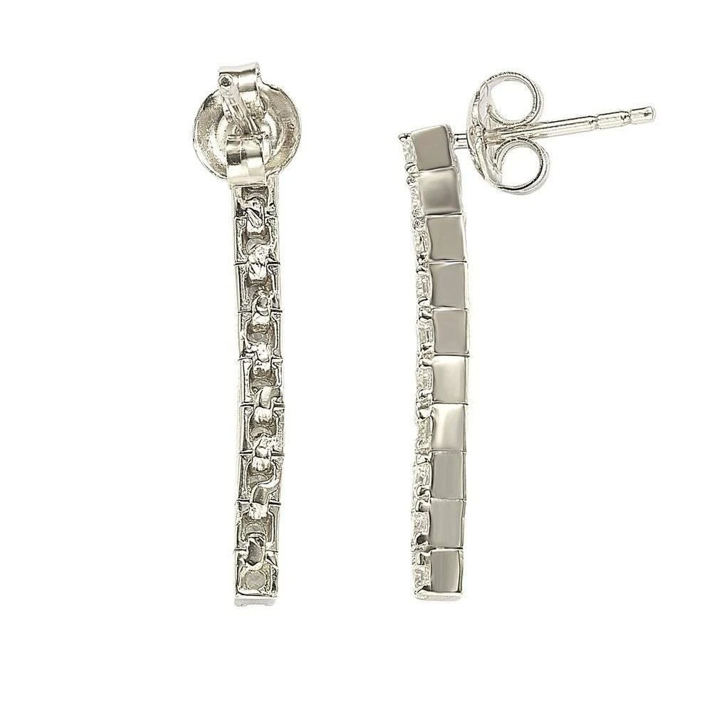 商品Suzy Levian|Sterling Silver Cubic Zirconia White Line Dangle Earrings,价格¥710,第2张图片详细描述