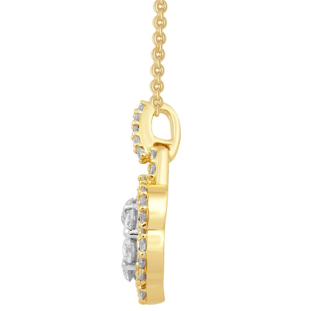 Diamond Halo Cluster Pendant Necklace (1/2 ct. t.w.) in 10k Gold商品第4张图片规格展示