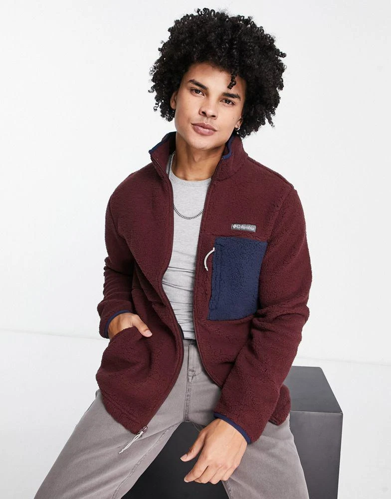 商品Columbia|Columbia Mountainside heavyweight fleece zip up in burgundy,价格¥467,第1张图片