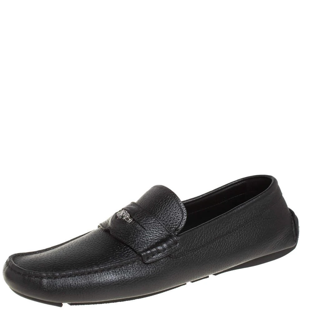 商品[二手商品] Versace|Versace Black Leather Medusa Loafers Size 43,价格¥2112,第1张图片