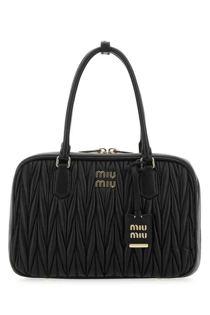 商品Miu Miu|Miu Miu Matelassé Logo Plaque Zipped Tote Bag,价格¥17418,第1张图片