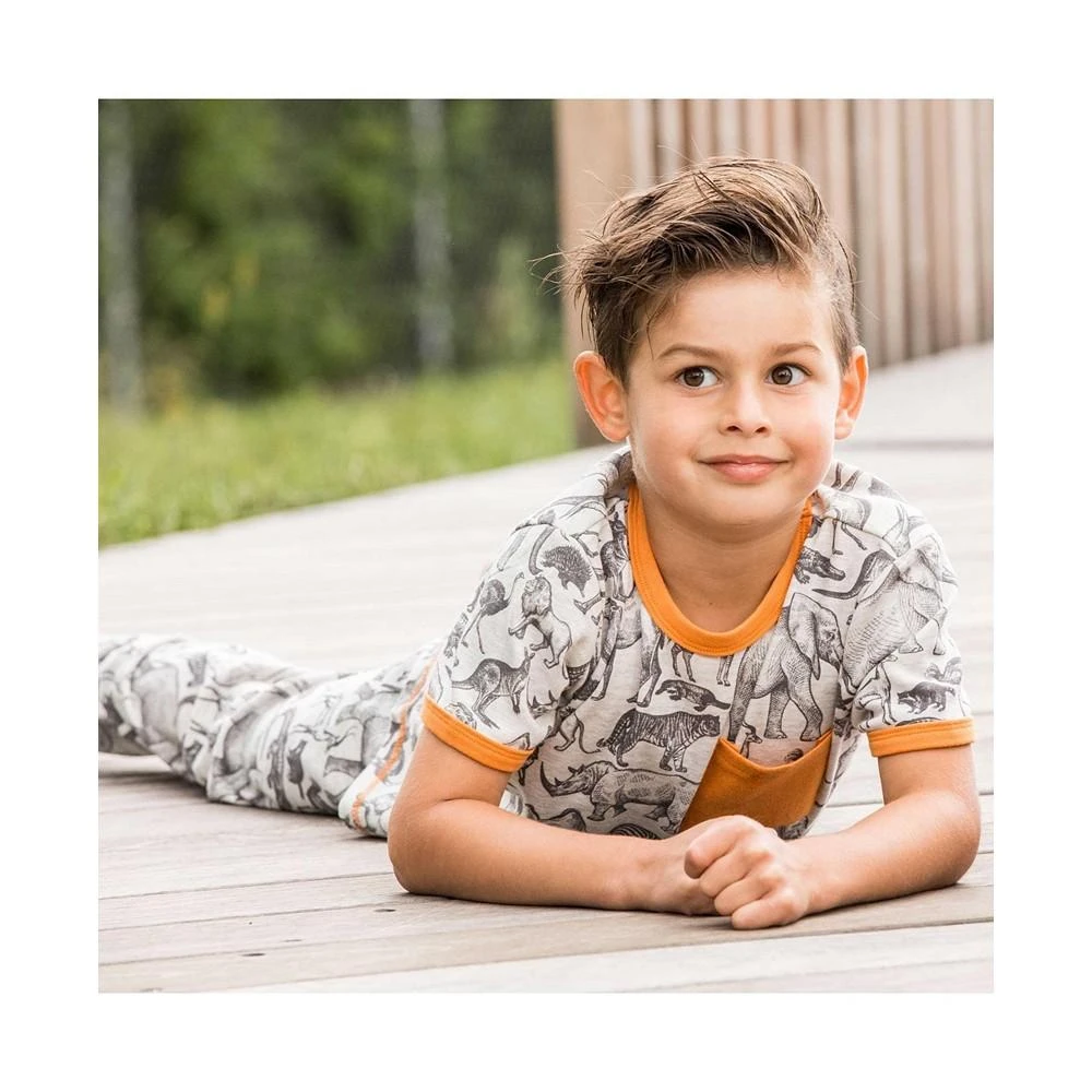 商品Deux par Deux|Boy Organic Cotton Two Piece Printed Pajama Set Grey Mix Safari - Toddler|Child,价格¥276,第2张图片详细描述