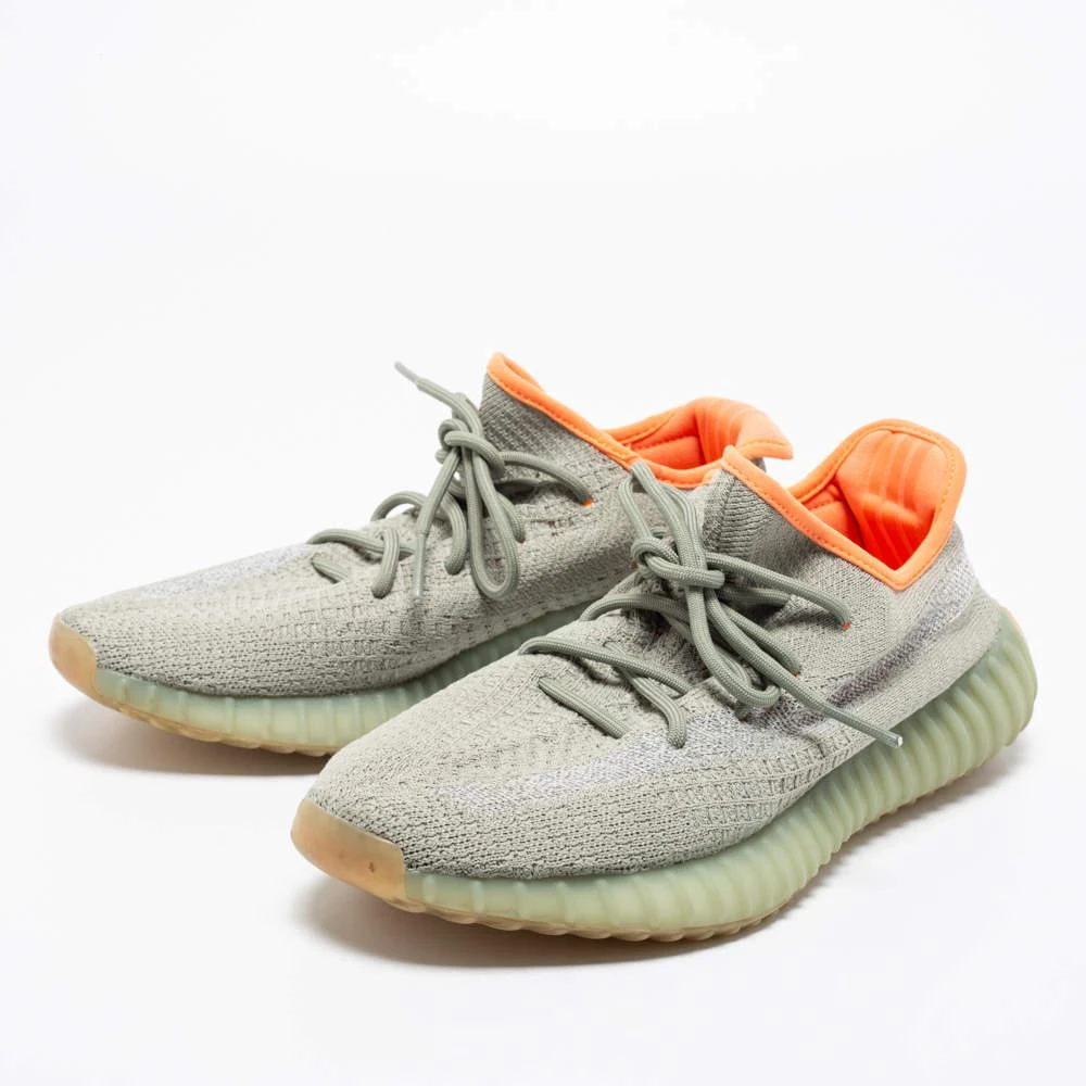 商品[二手商品] YEEZY|Yeezy x adidas Grey Knit Fabric Boost 350 V2 Desert Sage Reflective Sneakers Size 43 2/3,价格¥2669,第2张图片详细描述