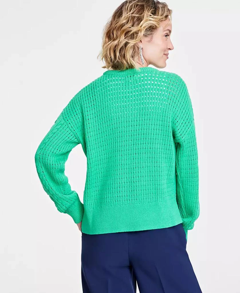 商品On 34th|Women's Cable-Knit-Mesh Crewneck Long-Sleeve Sweater, Created for Macy's,价格¥133,第2张图片详细描述