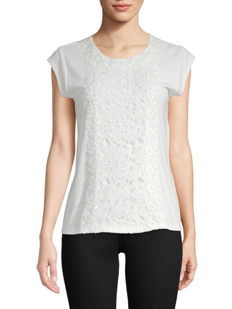 商品Karl Lagerfeld Paris|Lace Cap-Sleeve Top,价格¥187,第1张图片