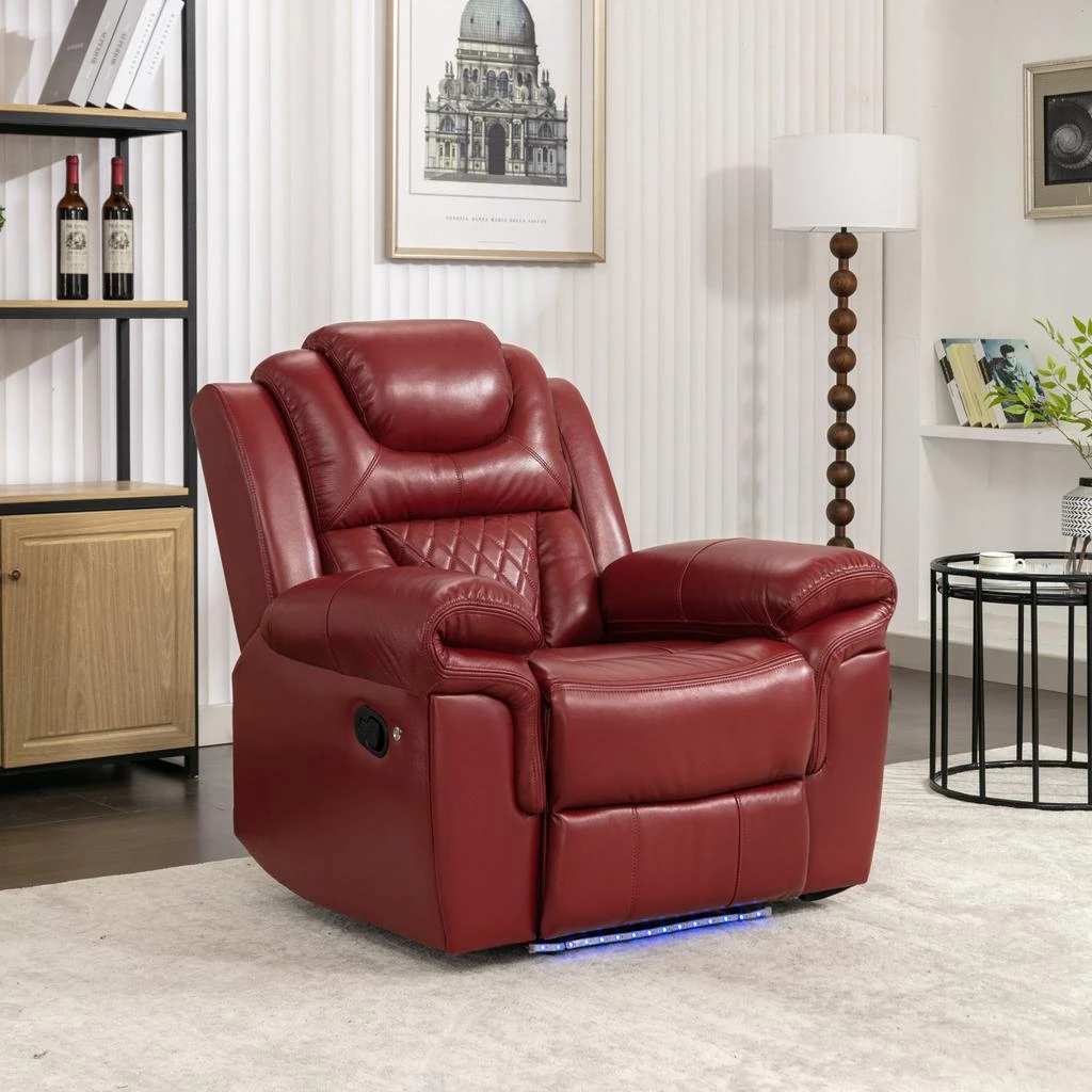 商品Streamdale Furniture|Streamdale Home Theater Seating Manual Recliner Chair With LED Light Strip,价格¥5629,第1张图片