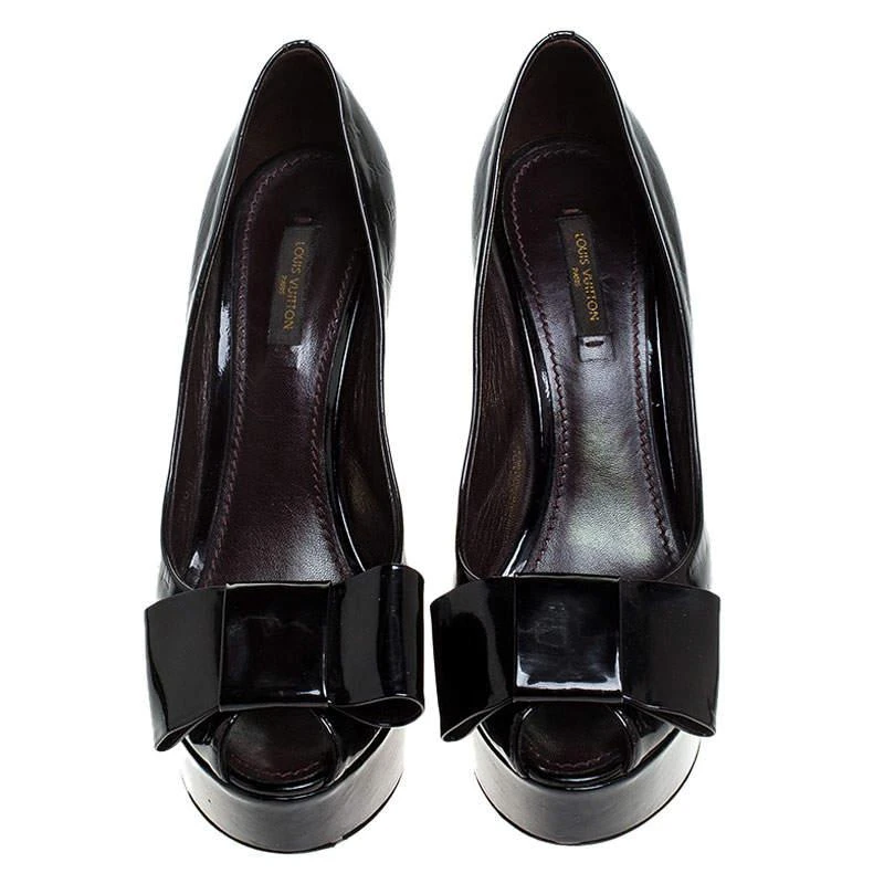 商品[二手商品] Louis Vuitton|Louis Vuitton Black Monogram Vernis True Peep Toe Platform Pumps Size 38.5,价格¥3602,第3张图片详细描述