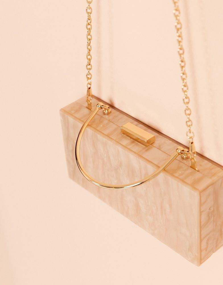 ASOS DESIGN marble clutch bag with metal handle商品第3张图片规格展示