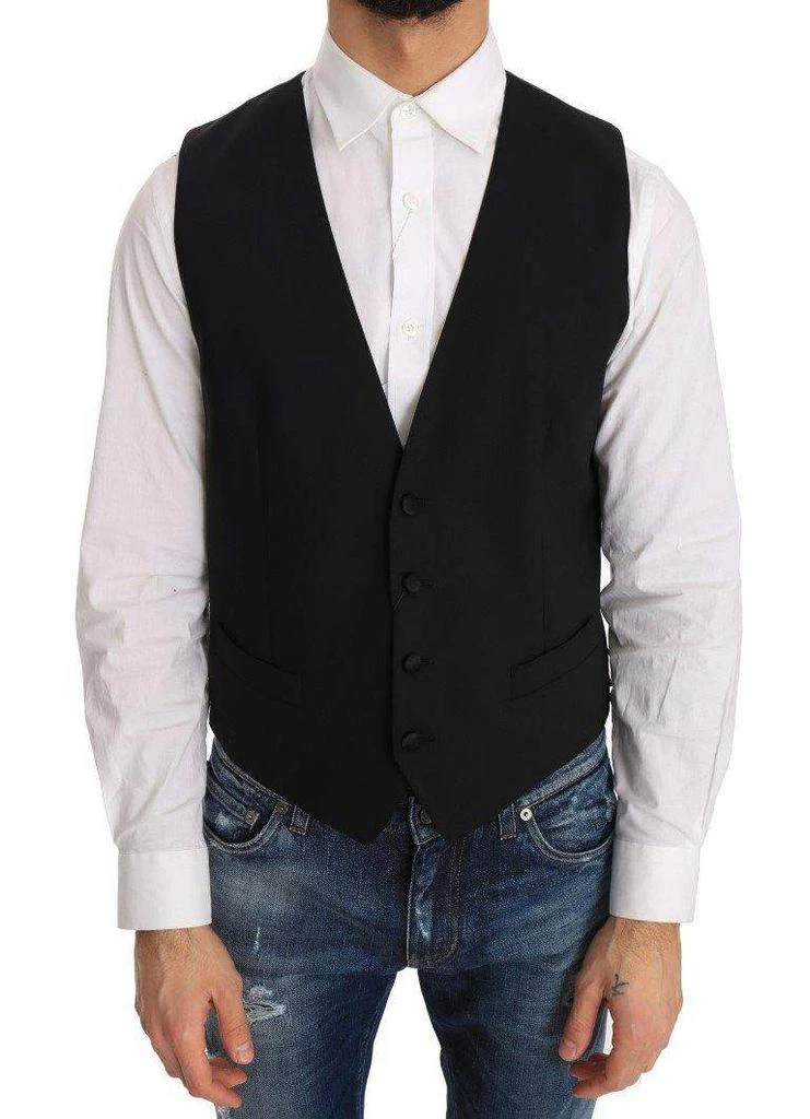 商品Dolce & Gabbana|Dolce & Gabbana  Black Wool Silk Vest,价格¥1752,第1张图片