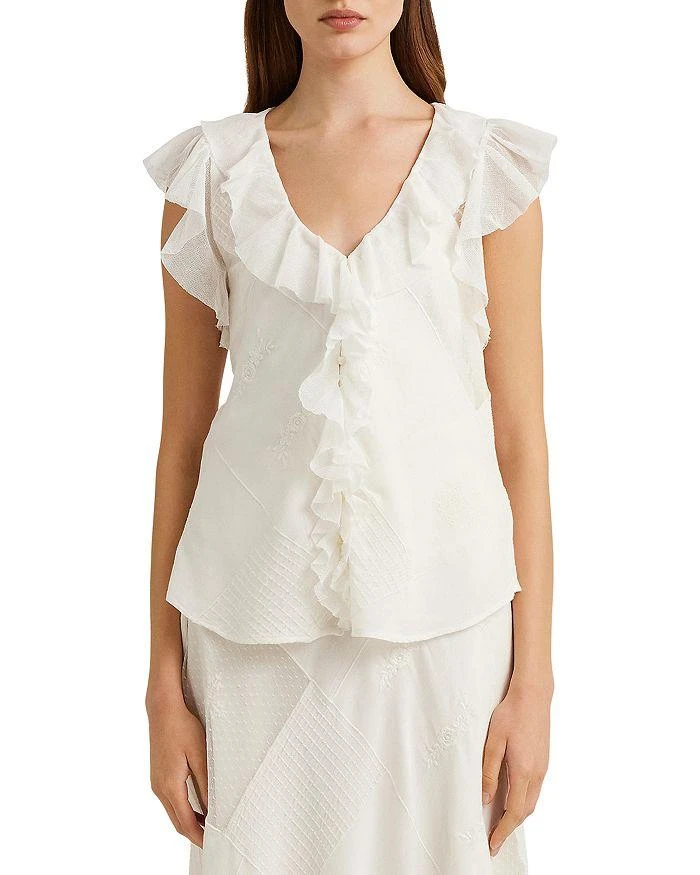 商品Ralph Lauren|Patchwork Ruffle Blouse,价格¥447,第1张图片