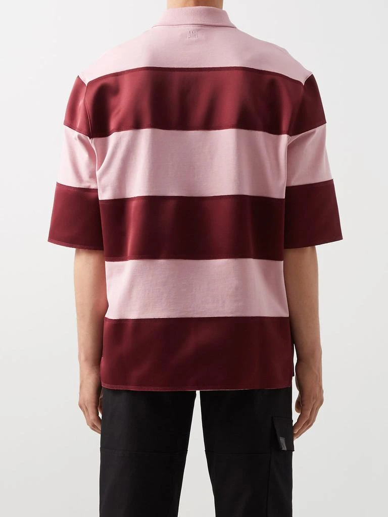 商品AMI|Oversized striped organic-cotton polo shirt,价格¥1956,第5张图片详细描述