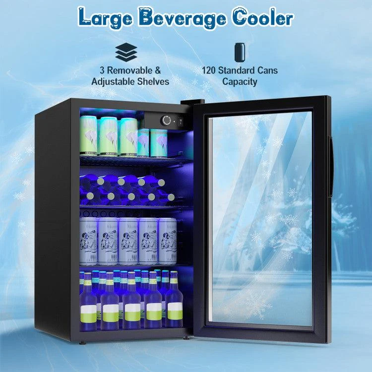 商品Hivvago|120 Can Beverage Mini Refrigerator with Glass Door,价格¥2579,第5张图片详细描述