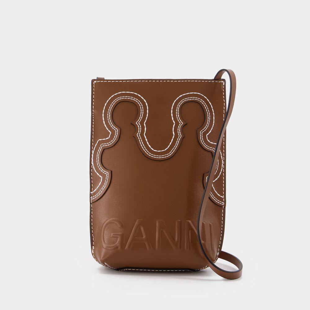 商品Ganni|Banner Western Small Crossbody Bag in Brown Leather,价格¥1369,第1张图片