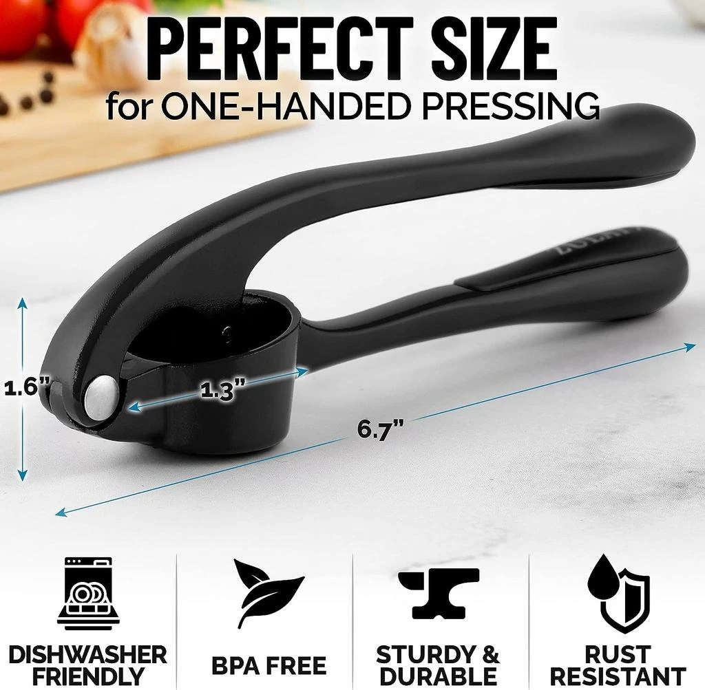商品Zulay Kitchen|Garlic Press with Silicone Peeler and Brush,价格¥136,第3张图片详细描述