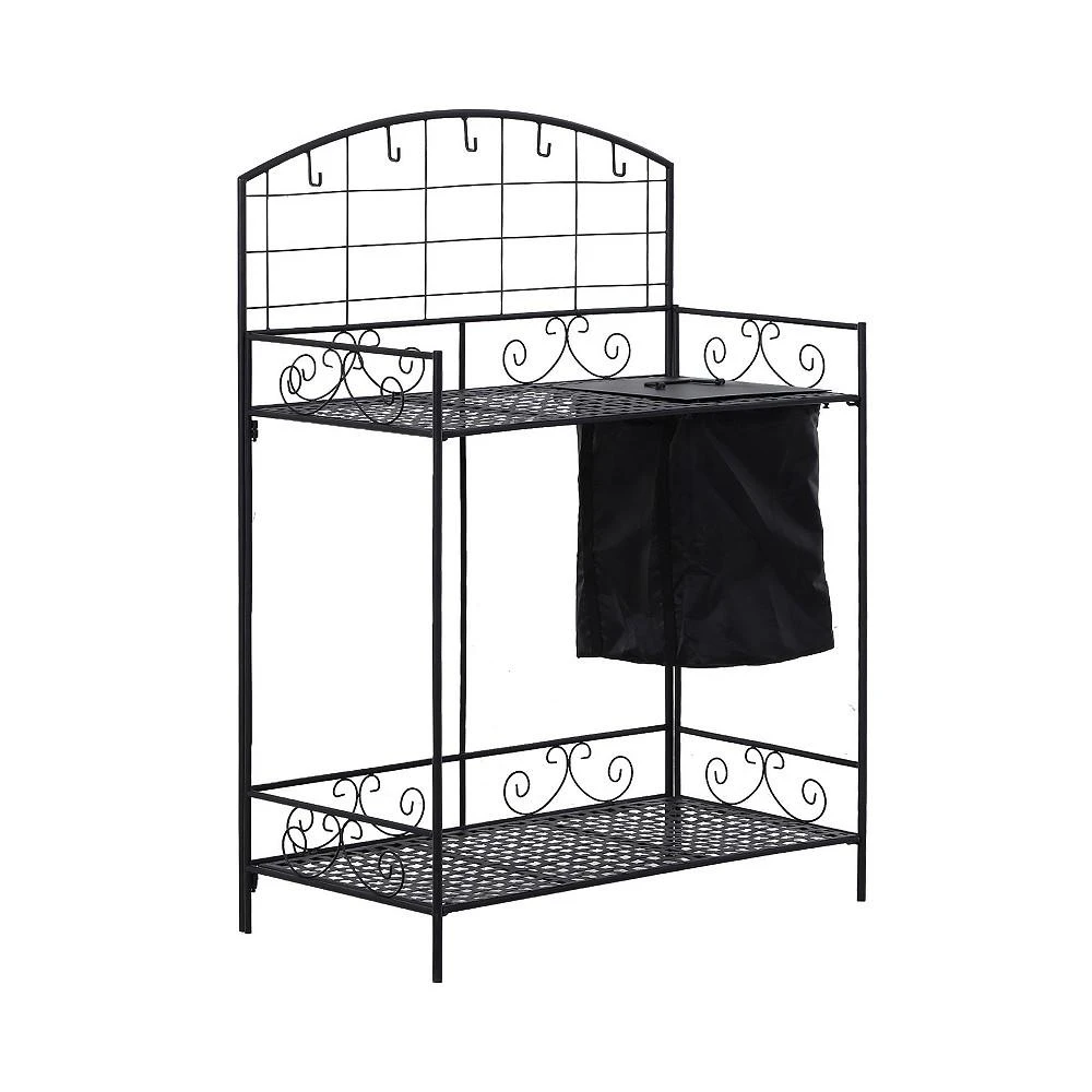 商品Outsunny|Outdoor Folding Potting Bench Table Metal Planting Workstation w/ Bag,价格¥731,第1张图片