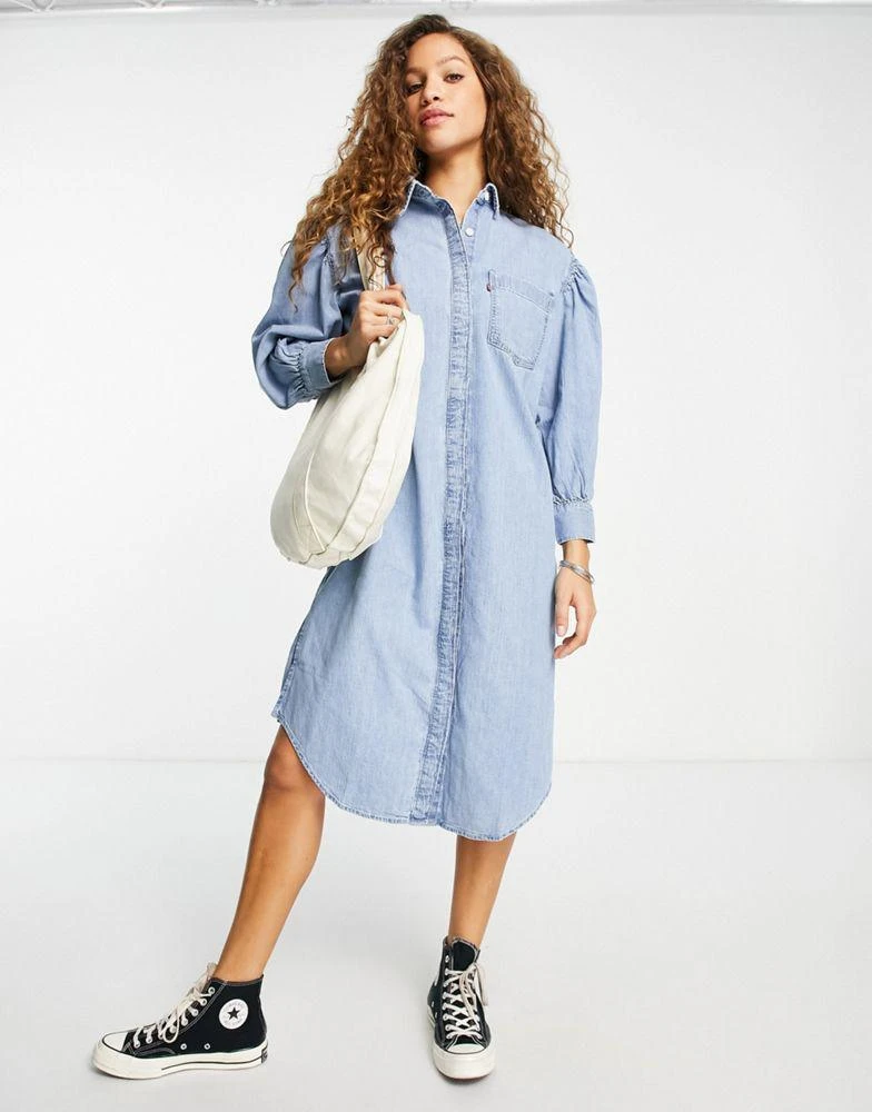 商品Levi's|Levi's osteria shirt dress in light wash blue,价格¥411,第1张图片