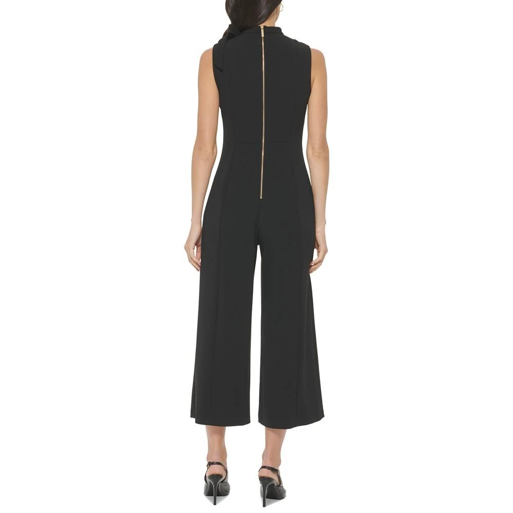 商品Calvin Klein|Women's Bow-Embellished Mock Neck Cropped Wide-Leg Jumpsuit,价格¥709,第2张图片详细描述