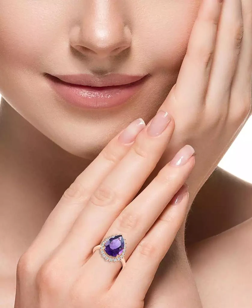 商品Effy|Diamond (1/10 ct. t.w.) & Amethyst (5-1/3 ct. t.w.) Ring in 14k Rose Gold,价格¥16005,第2张图片详细描述