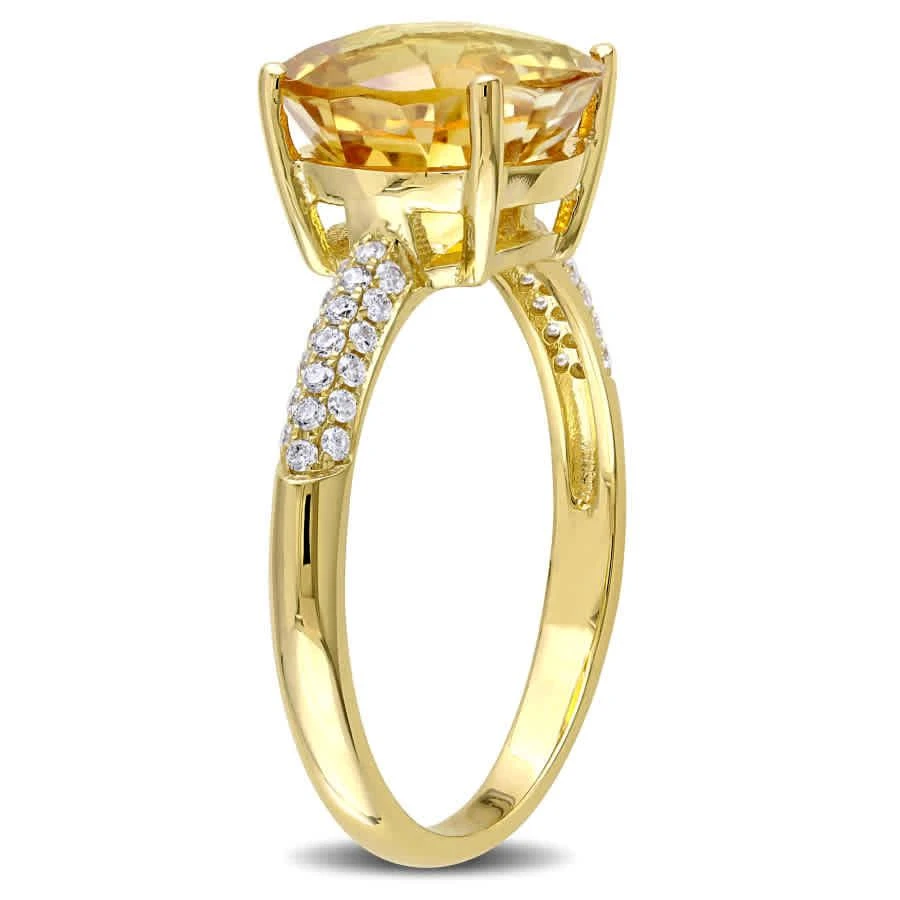 商品Amour|1/5 CT Diamond TW And 3 1/3 CT TGW Citrine Fashion Ring 14k Yellow Gold GH SI,价格¥4448,第2张图片详细描述