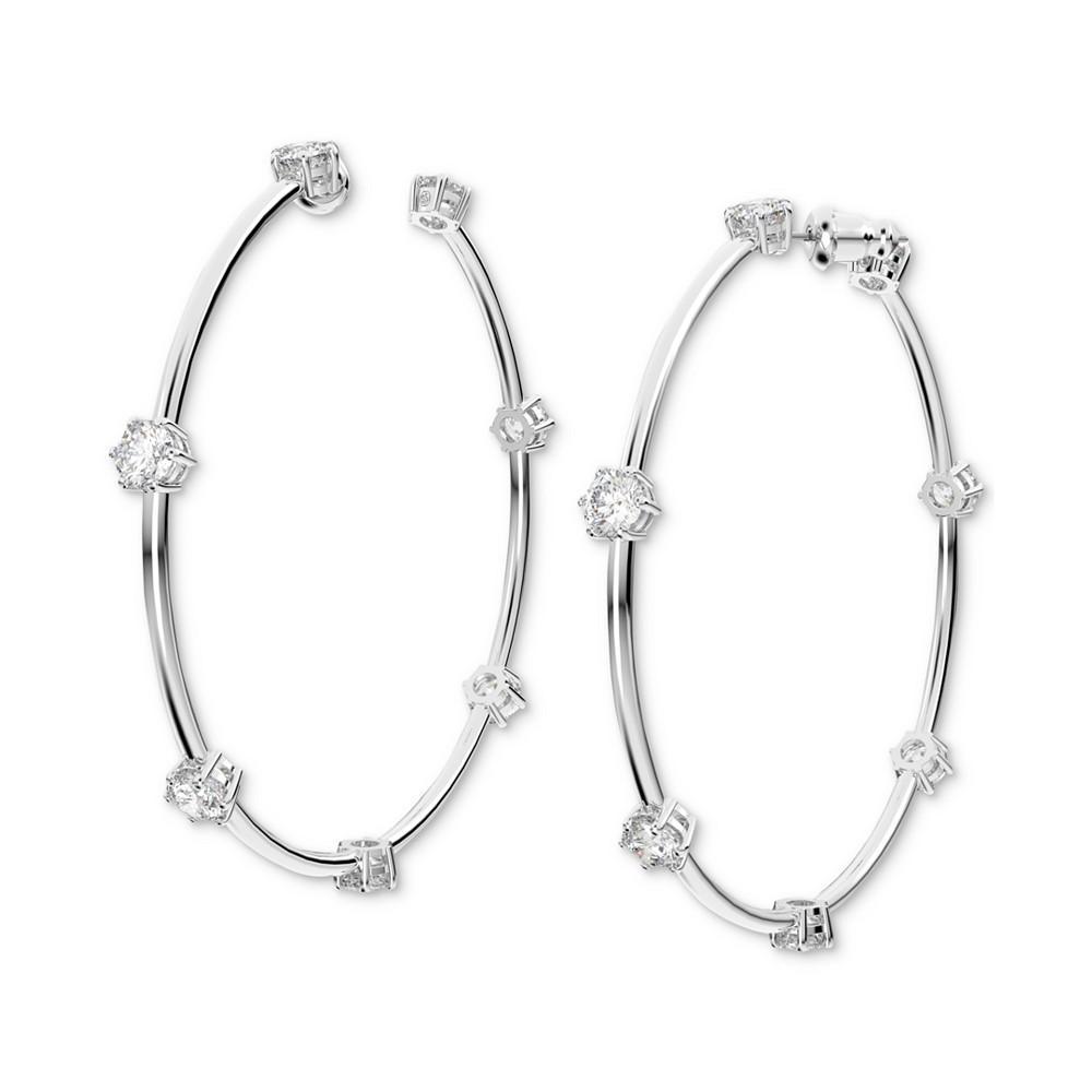 商品Swarovski|Silver-Tone Constella Crystal Large Hoop Earrings, 2.5",价格¥1218,第1张图片