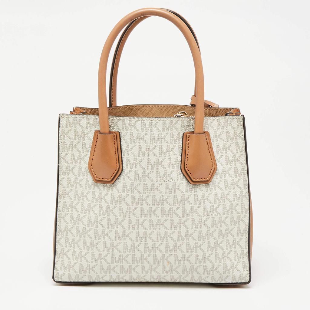 商品[二手商品] Michael Kors|Michael Kors Light Brown/White Signature Coated Canvas and Leather Mini Mercer Tote,价格¥1345,第6张图片详细描述