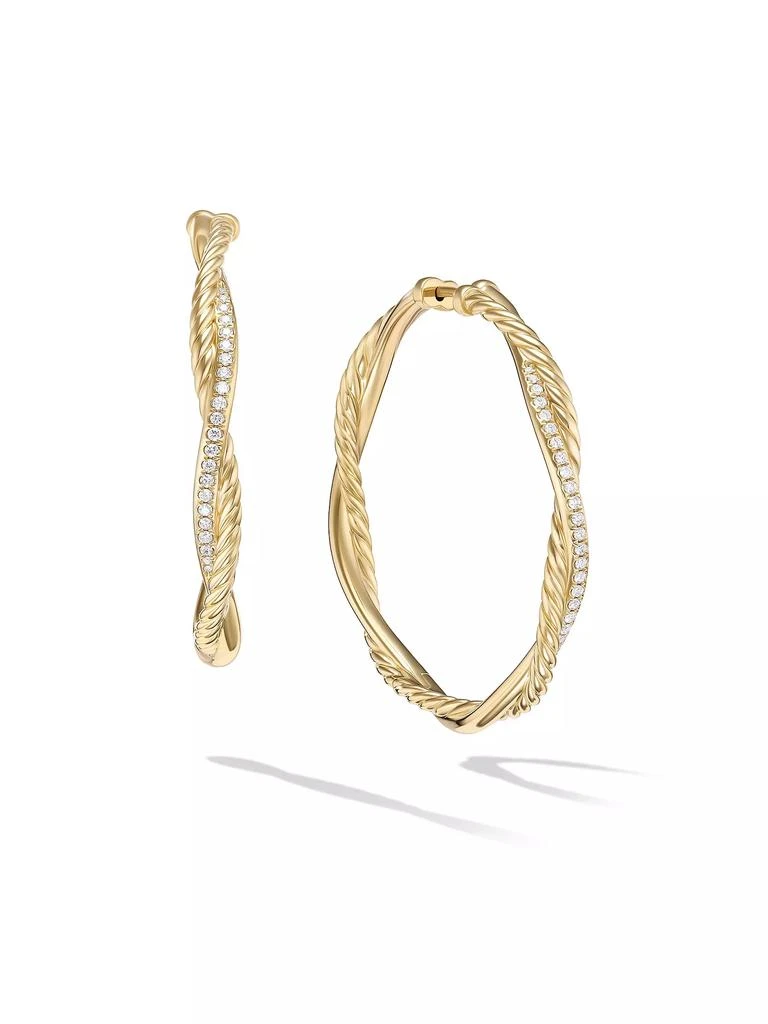 商品David Yurman|Infinity Hoop Earrings in 18K Yellow Gold with Diamonds, 42MM,价格¥38959,第1张图片