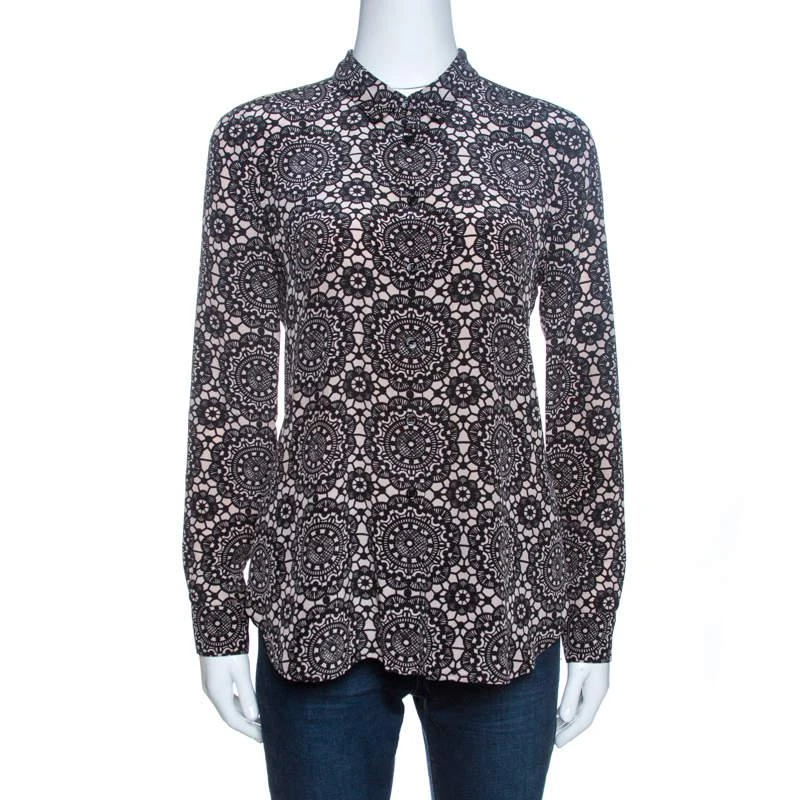 商品[二手商品] Burberry|Burberry Bicolor Kensington Lace Print Silk Long Sleeve Shirt S,价格¥1548,第1张图片
